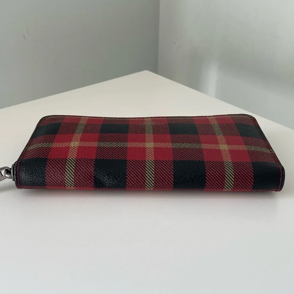 Coach Plaid Medium Zip Wallet